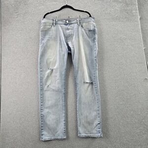 Armani Exchange Men Jeans 33 Blue Denim Relaxed Straight 29" Inseam Distressed